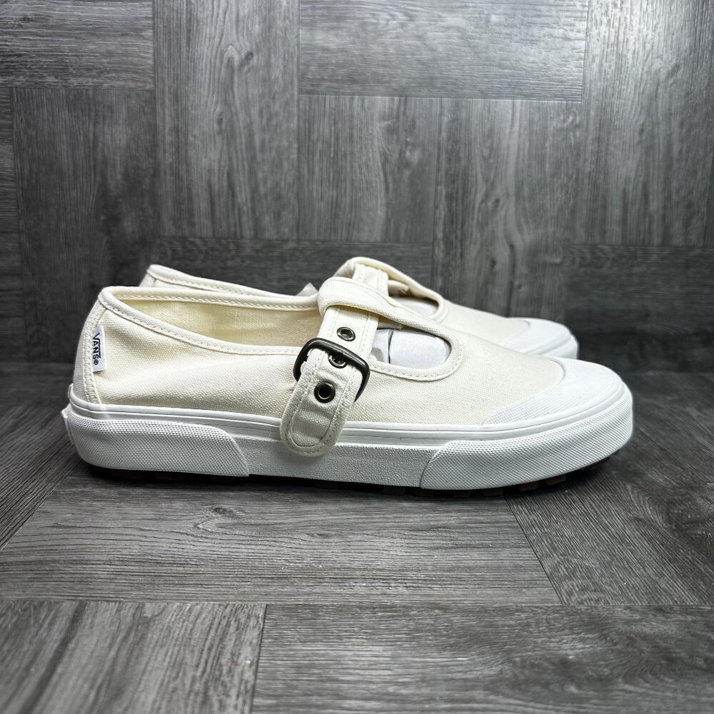 Vans Cream Canvas Mary Jane Sneakers with Buckle
